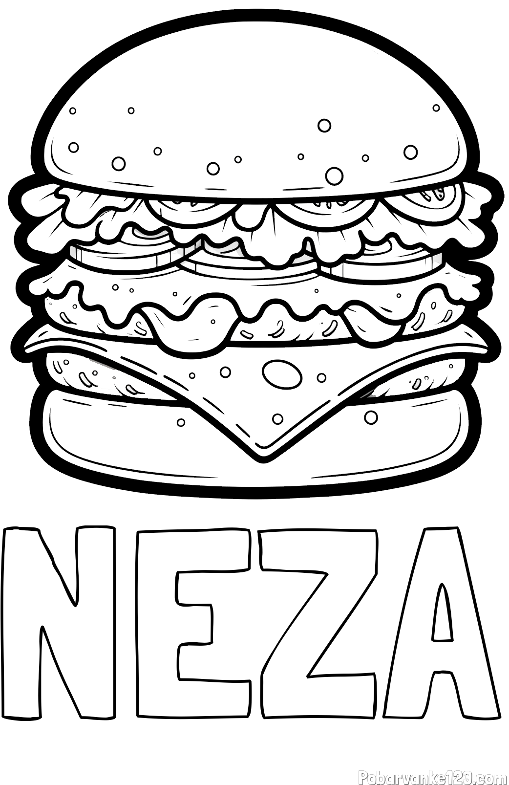 Pobarvanka imena NEŽA in pobarvanka hamburger