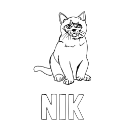 Online izdelana pobarvanka - Pobarvanka imena NIK in pobarvanka lepe mucke