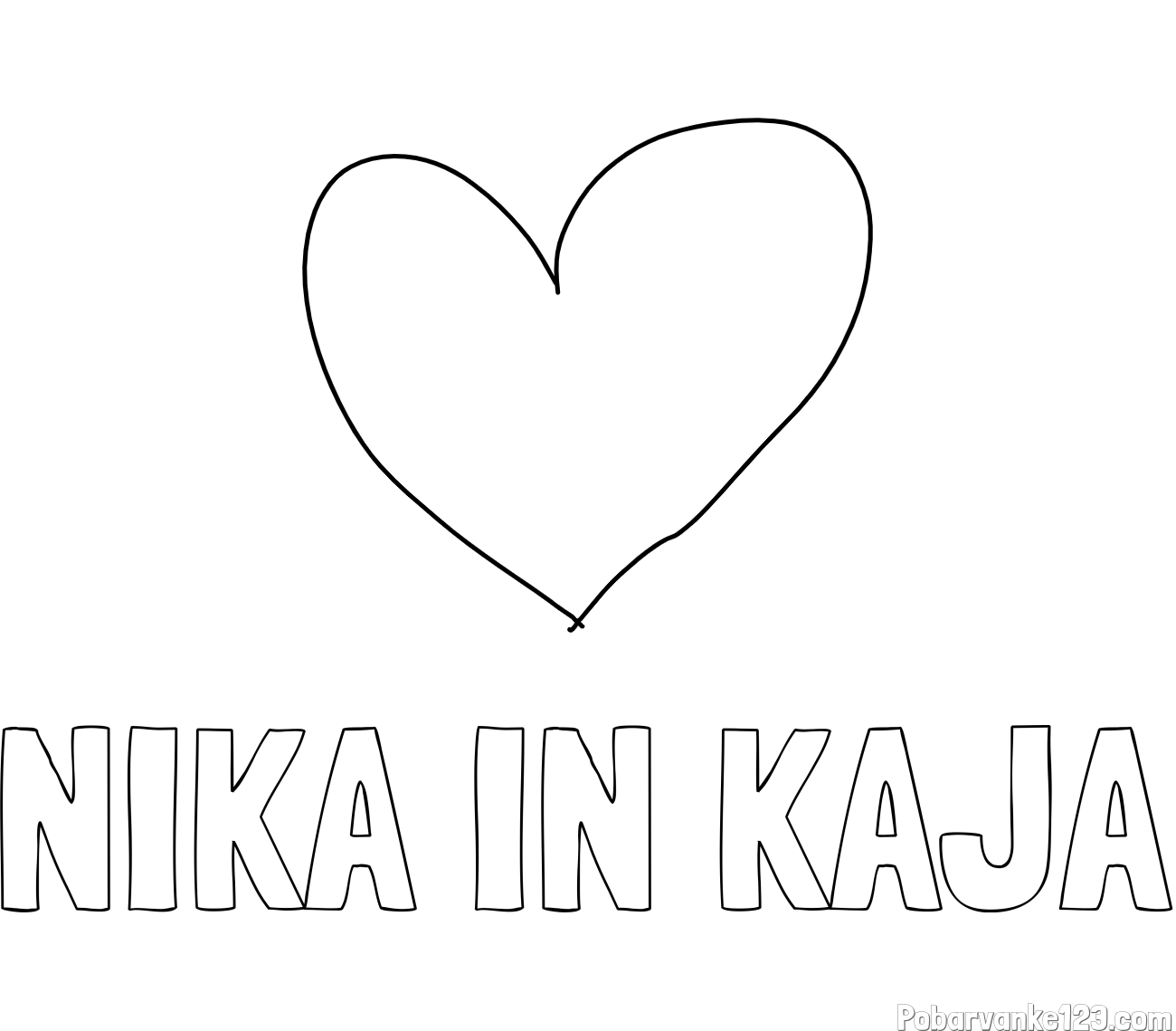 Pobarvanka imena NIKA IN KAJA in srček