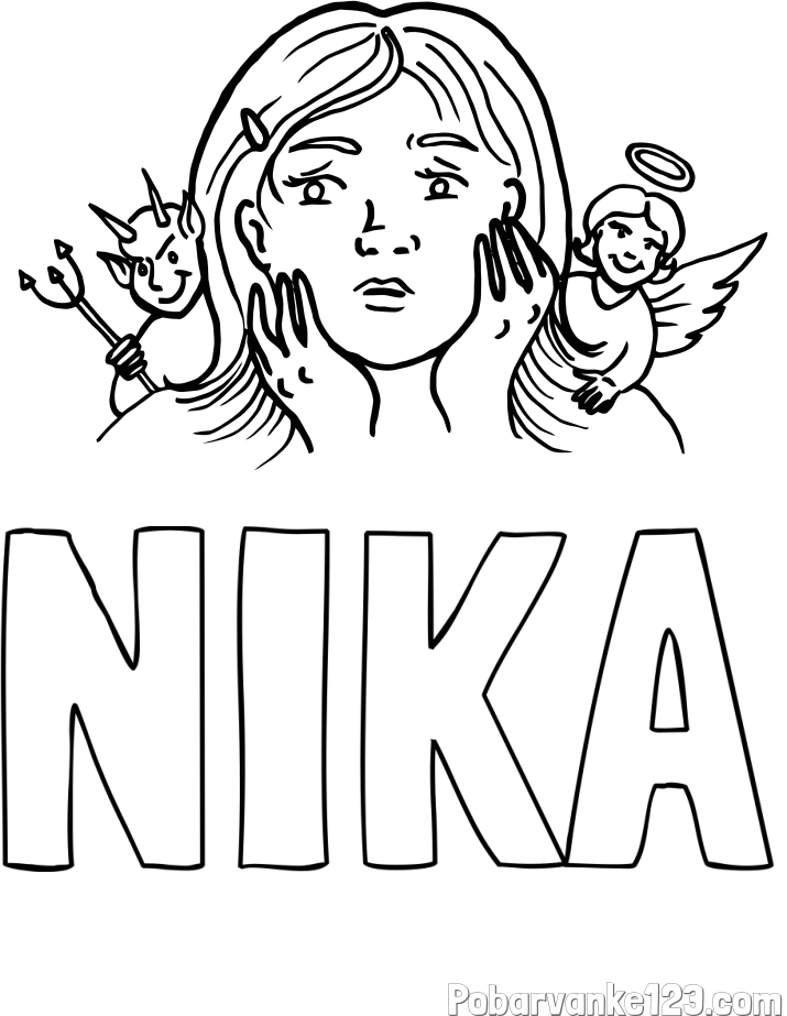 Pobarvanka imena NIKA in pobarvanka angela varuha