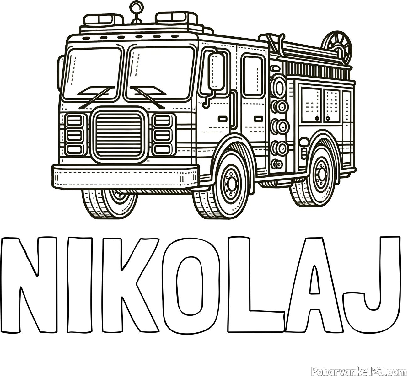 Pobarvanka imena NIKOLAJ in pobarvanka gasilskega avta