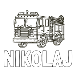Online izdelana pobarvanka - Pobarvanka imena NIKOLAJ in pobarvanka gasilskega avta