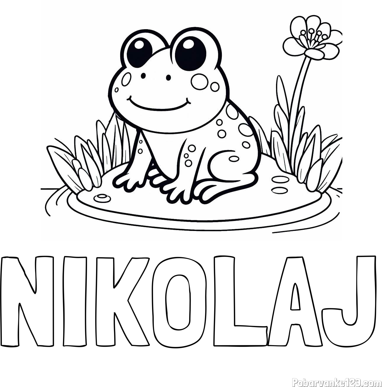 Pobarvanka imena NIKOLAJ in pobarvanka žabe