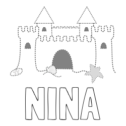 Online izdelana pobarvanka - Pobarvanka imena NINA in pobarvanka peščenega gradu