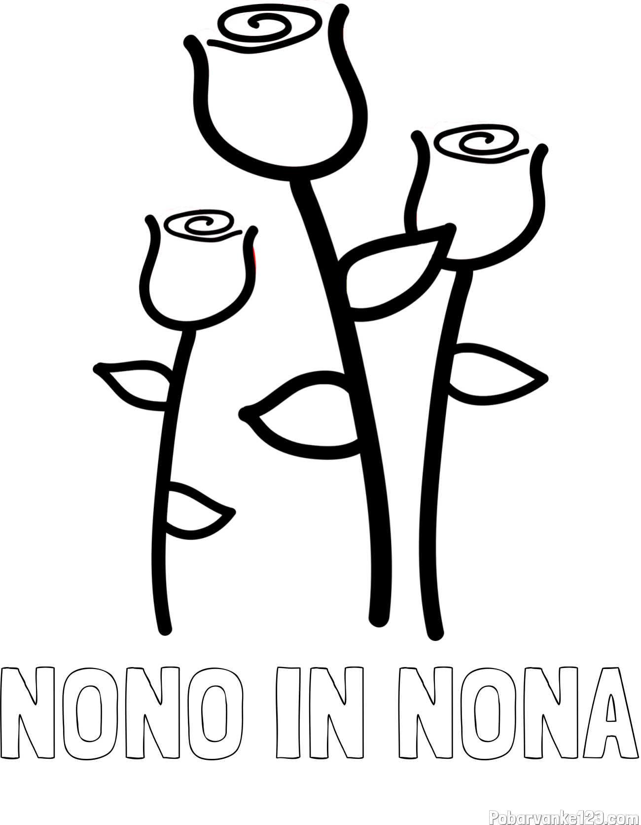 Pobarvanka imena NONO IN NONA in pobarvanka treh vrtnic