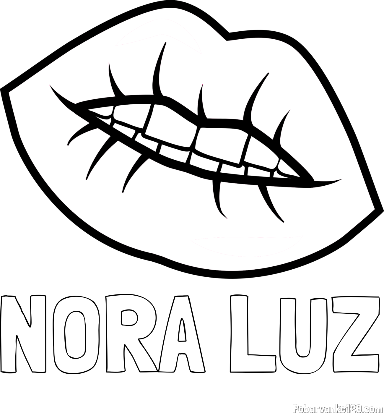 Pobarvanka imena NORA LUZ in pobarvanka ustnic