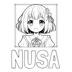 Online izdelana pobarvanka - Pobarvanka imena NUSA in pobarvanka ljubke punčke v anime slogu