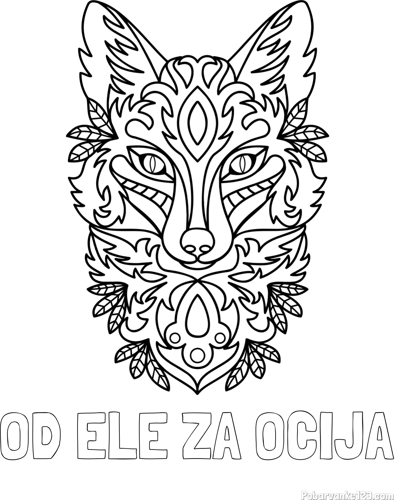 Pobarvanka imena OD ELE ZA OČIJA in pobarvanka volka - mandale