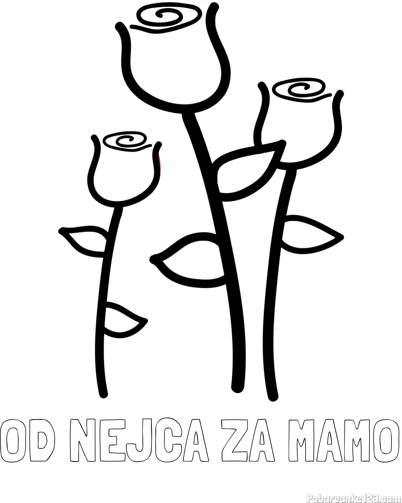 Pobarvanka imena OD NEJCA ZA MAMO in pobarvanka treh vrtnic