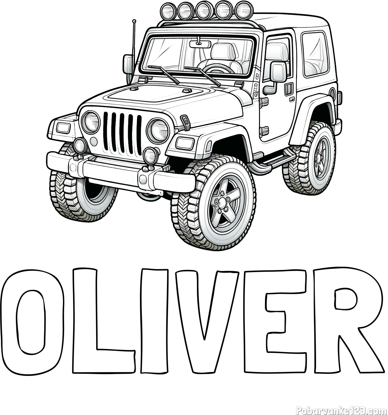 Pobarvanka imena OLIVER in pobarvanka džipa