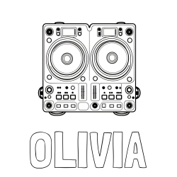 Online izdelana pobarvanka - Pobarvanka imena OLIVIA in pobarvanka DJ MIXER