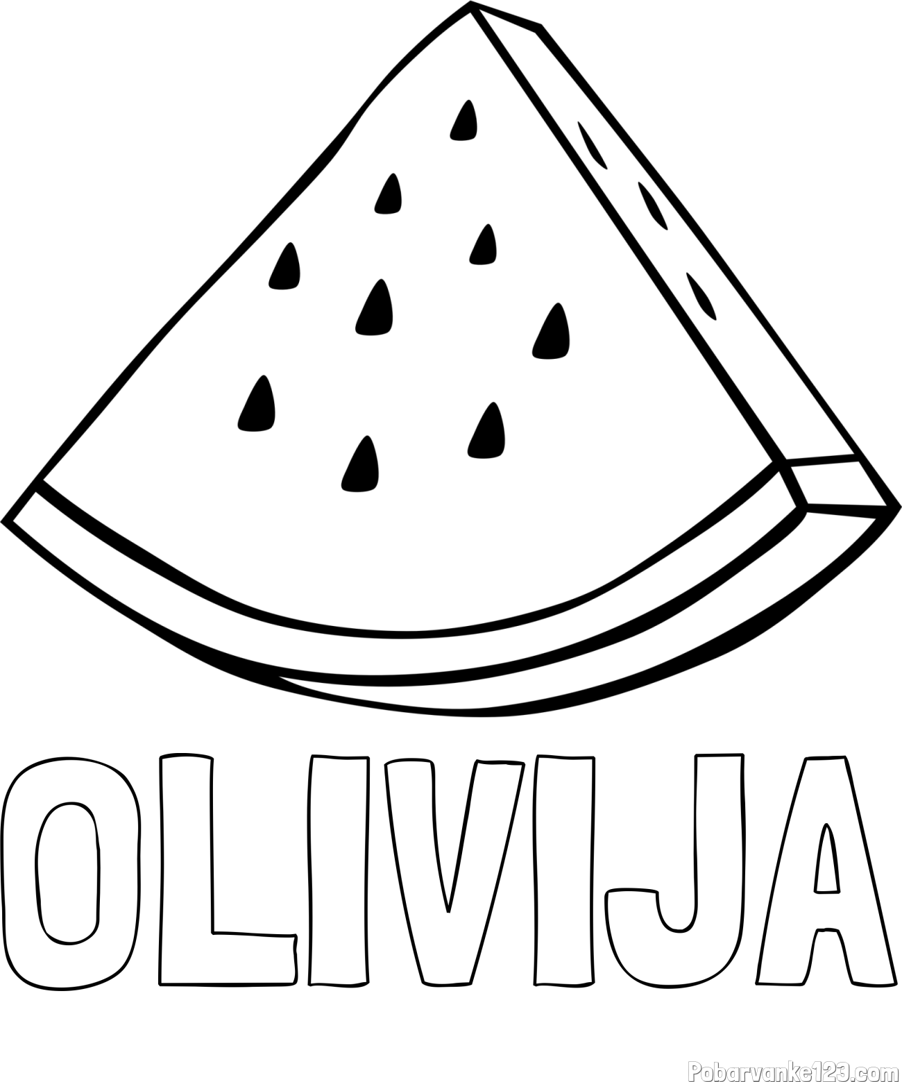 Pobarvanka imena OLIVIJA in pobarvanka lubenice