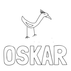 Online izdelana pobarvanka - Pobarvanka imena OSKAR in papiga