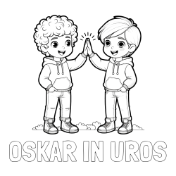 Online izdelana pobarvanka - Pobarvanka imena OSKAR IN UROS in pobarvanka prijatlejev