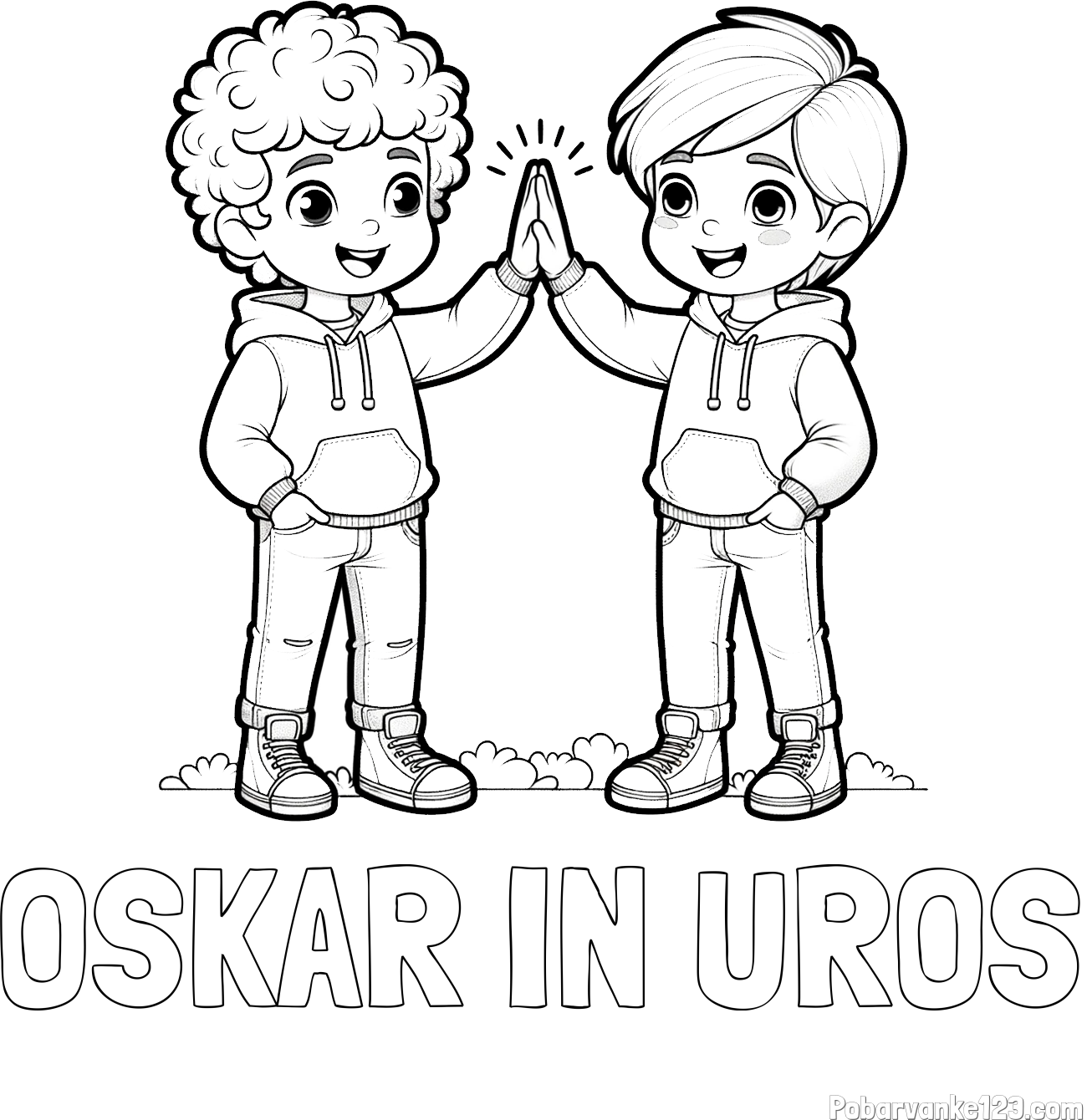 Pobarvanka imena OSKAR IN UROS in pobarvanka prijatlejev