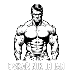 Online izdelana pobarvanka - Pobarvanka imena OSKAR NIK IN IAN in pobarvanka bodybuilder-ja