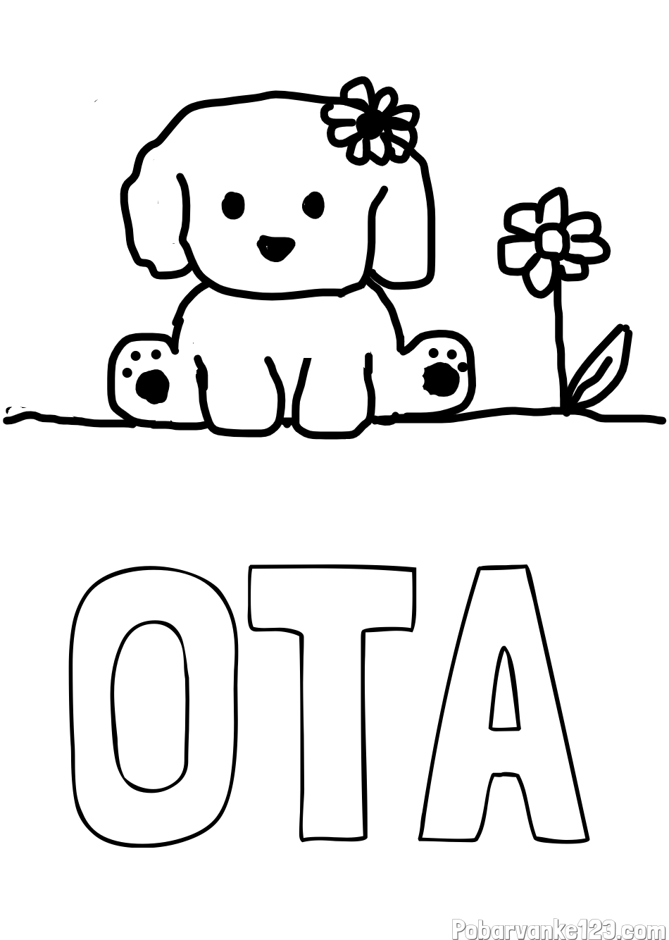 Pobarvanka imena OTA in KUŽIKA