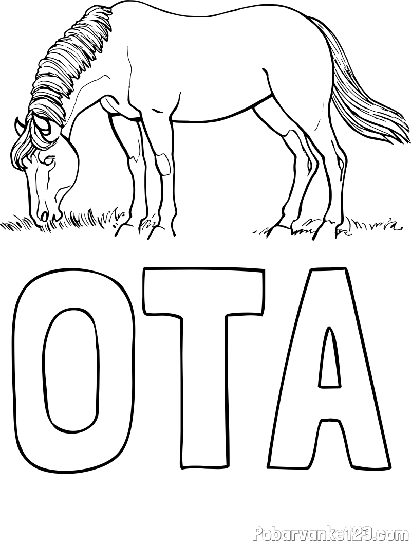 Pobarvanka imena OTA in pobarvanka konja med pašo