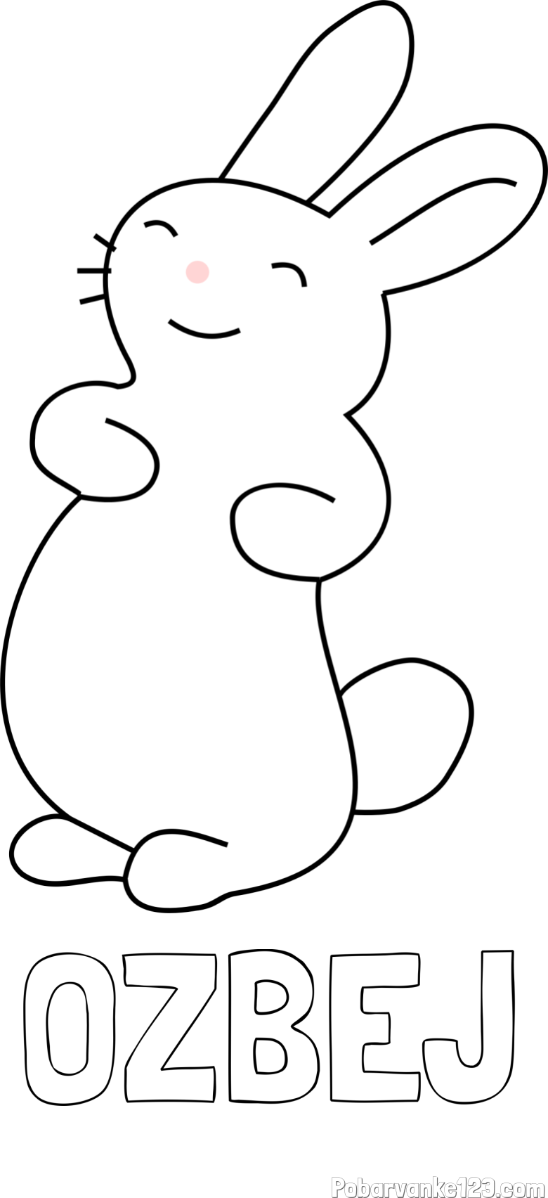 Pobarvanka imena OŽBEJ in pobarvanka nasmejanega zajčka