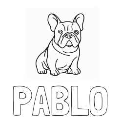 Online izdelana pobarvanka - Pobarvanka imena PABLO in pobarvanka francoskega buldoga