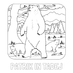 Online izdelana pobarvanka - Pobarvanka imena PATRIK IN TADEJ in pobarvanka medvedke z mladičema