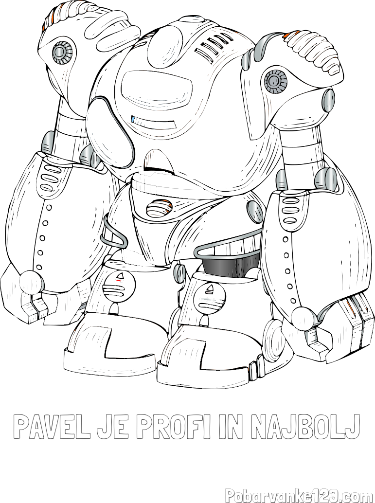 Pobarvanka imena PAVEL JE PROFI IN NAJBOLJ in pobarvanka velikega robota