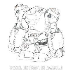 Online izdelana pobarvanka - Pobarvanka imena PAVEL JE PROFI IN NAJBOLJ in pobarvanka velikega robota