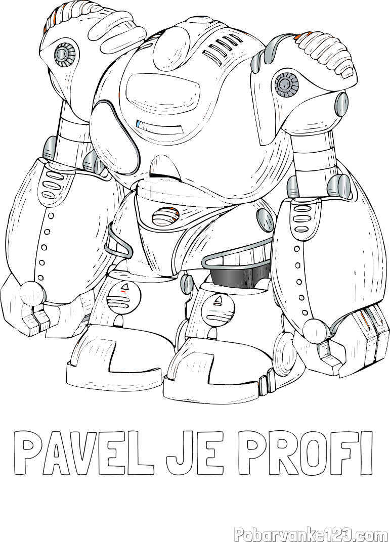 Pobarvanka imena PAVEL JE PROFI in pobarvanka velikega robota
