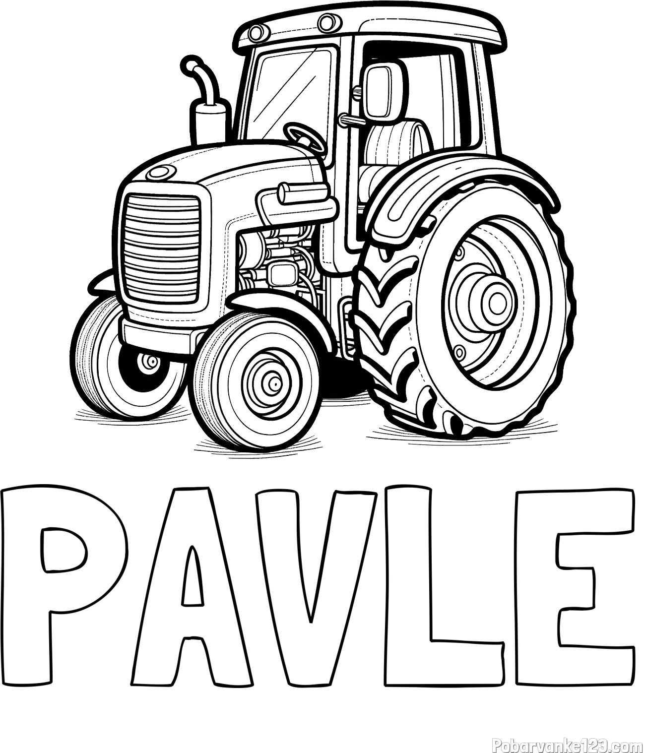 Pobarvanka imena PAVLE in pobarvanka starega, a lepega traktorja
