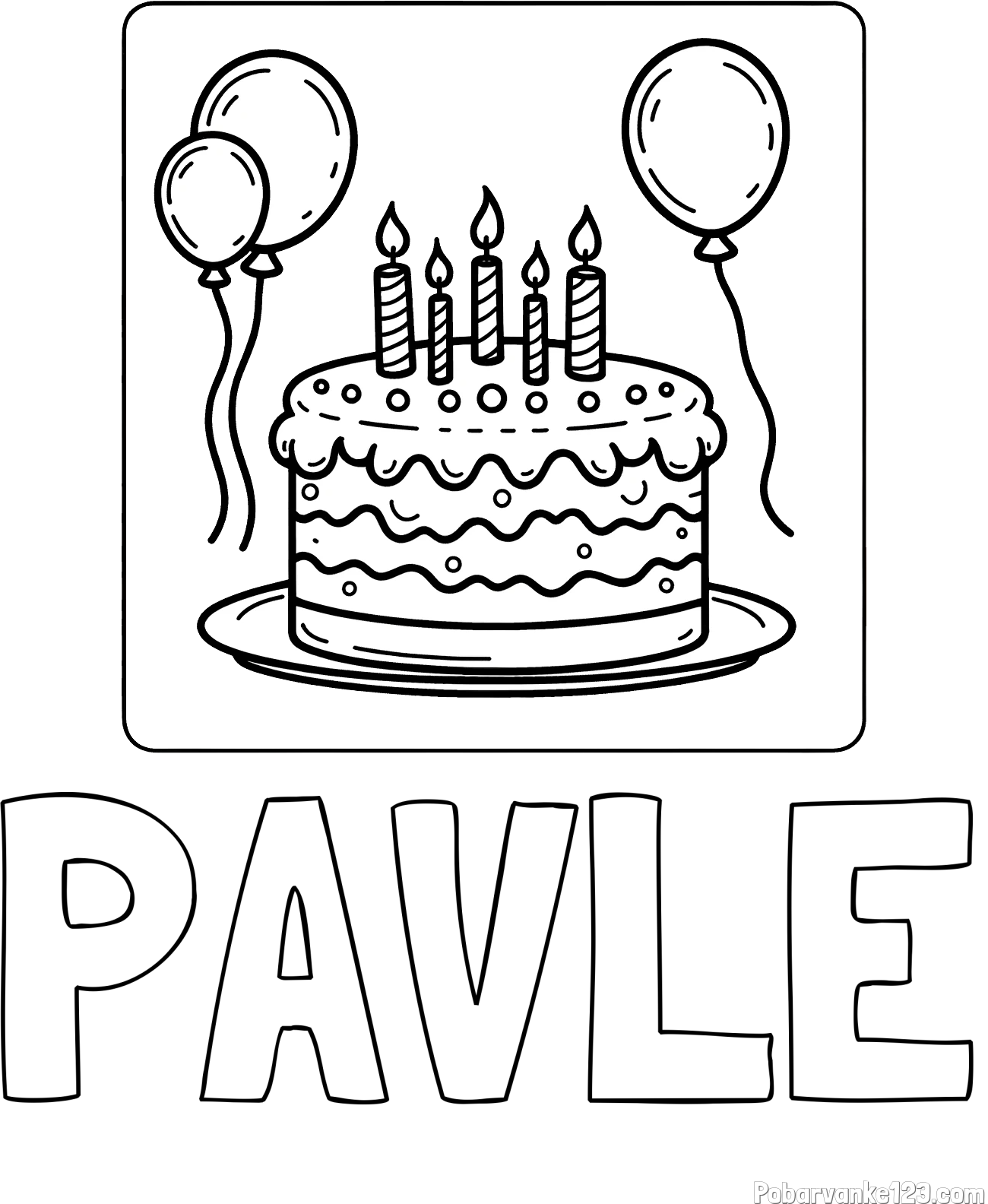 Pobarvanka imena PAVLE in pobarvanka torte za 5. rojstni dan