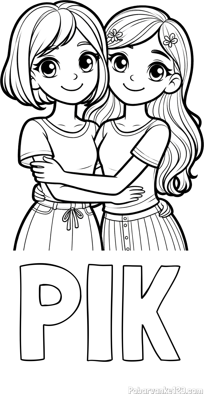 Pobarvanka imena PIK in pobarvanka ljubkih prijateljic