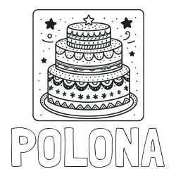 Online izdelana pobarvanka - Pobarvanka imena POLONA in pobarvanka slastne torte