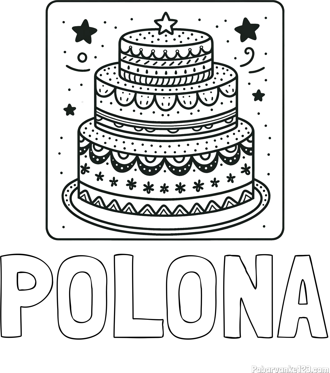 Pobarvanka imena POLONA in pobarvanka slastne torte