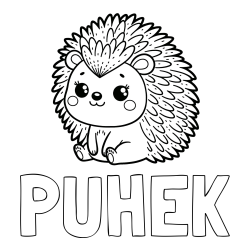 Online izdelana pobarvanka - Pobarvanka imena PUHEK in pobarvanka nasmejanega ježka