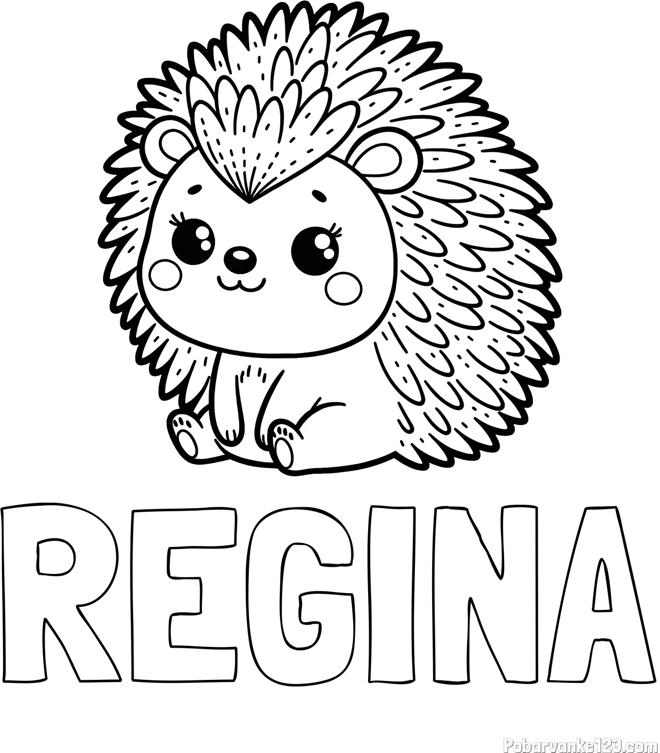 Pobarvanka imena REGINA in pobarvanka nasmejanega ježka