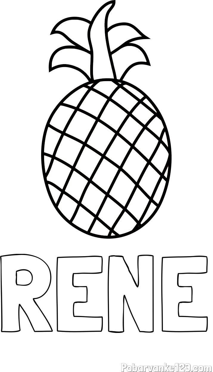 Pobarvanka imena RENE in pobarvanka ananasa