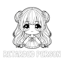 Online izdelana pobarvanka - Pobarvanka imena RETARDED PERSON in pobarvanka prikupne punčke v anime slogu