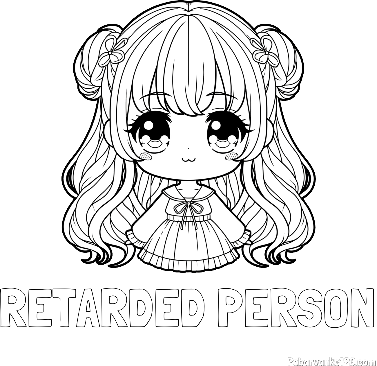 Pobarvanka imena RETARDED PERSON in pobarvanka prikupne punčke v anime slogu