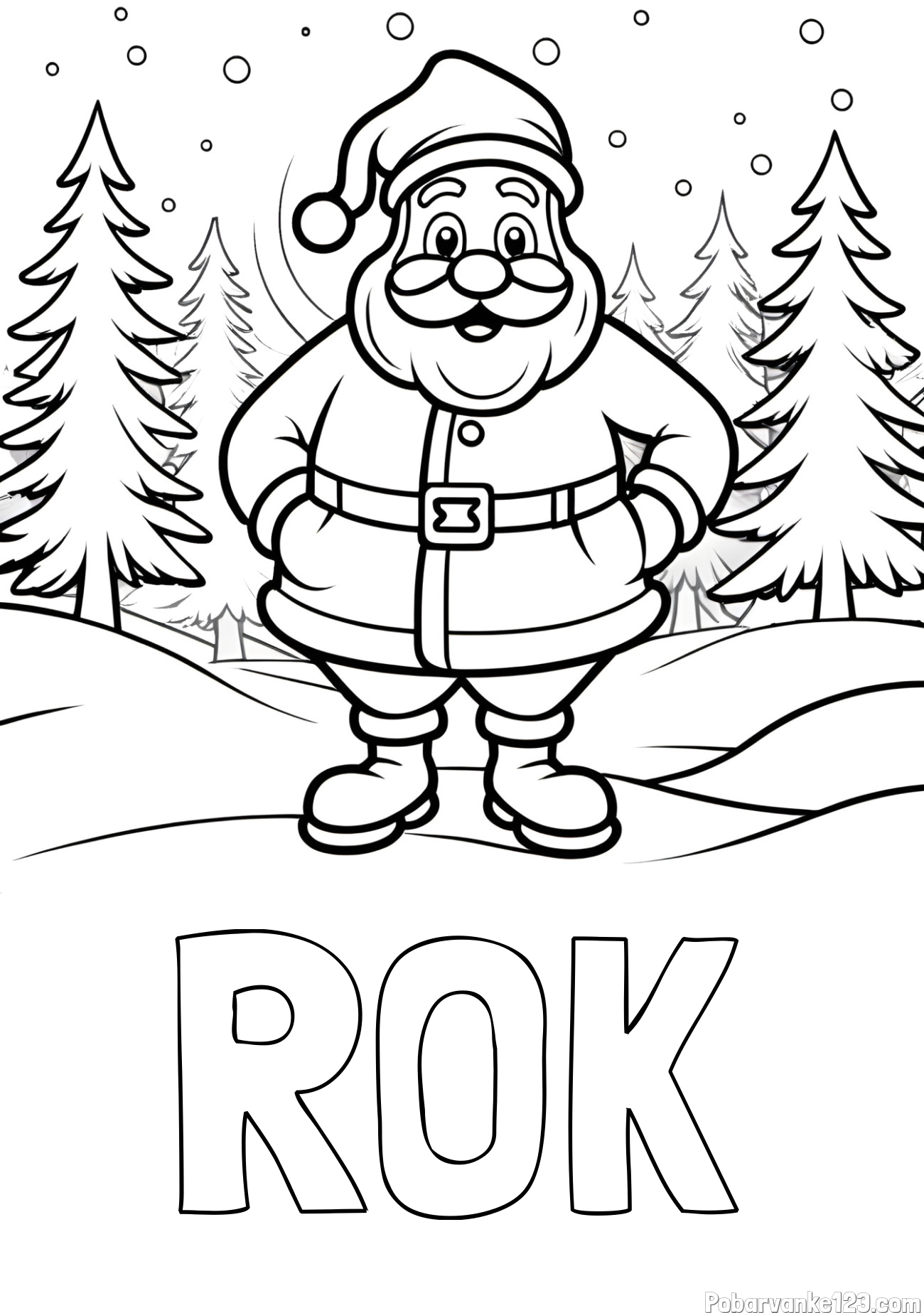 Pobarvanka imena ROK in pobarvanka Božička v gozdu