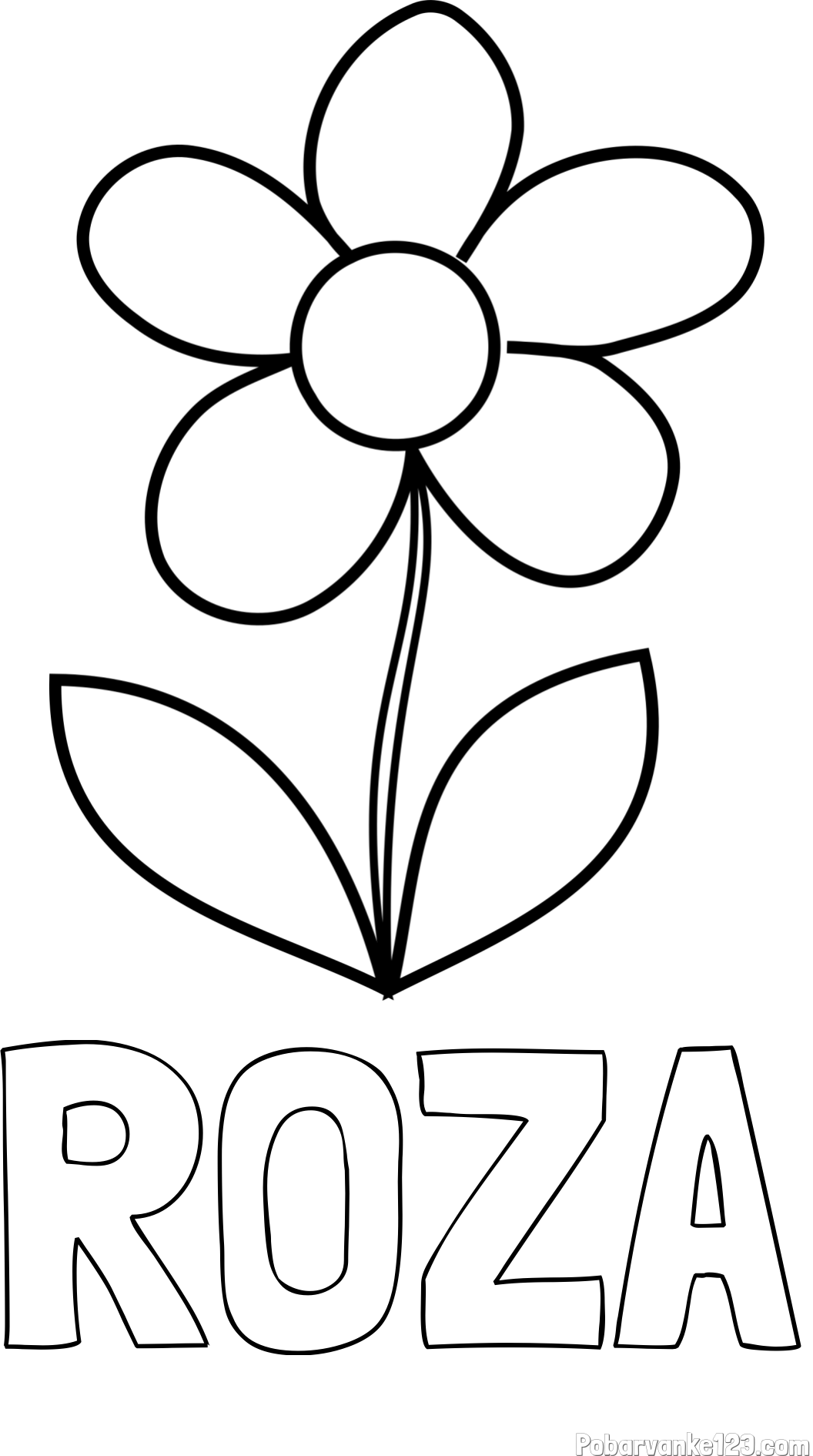 Pobarvanka imena ROŽA in otroška pobarvanka rože