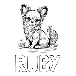 Online izdelana pobarvanka - Pobarvanka imena RUBY in pobarvanka ljubke čivave