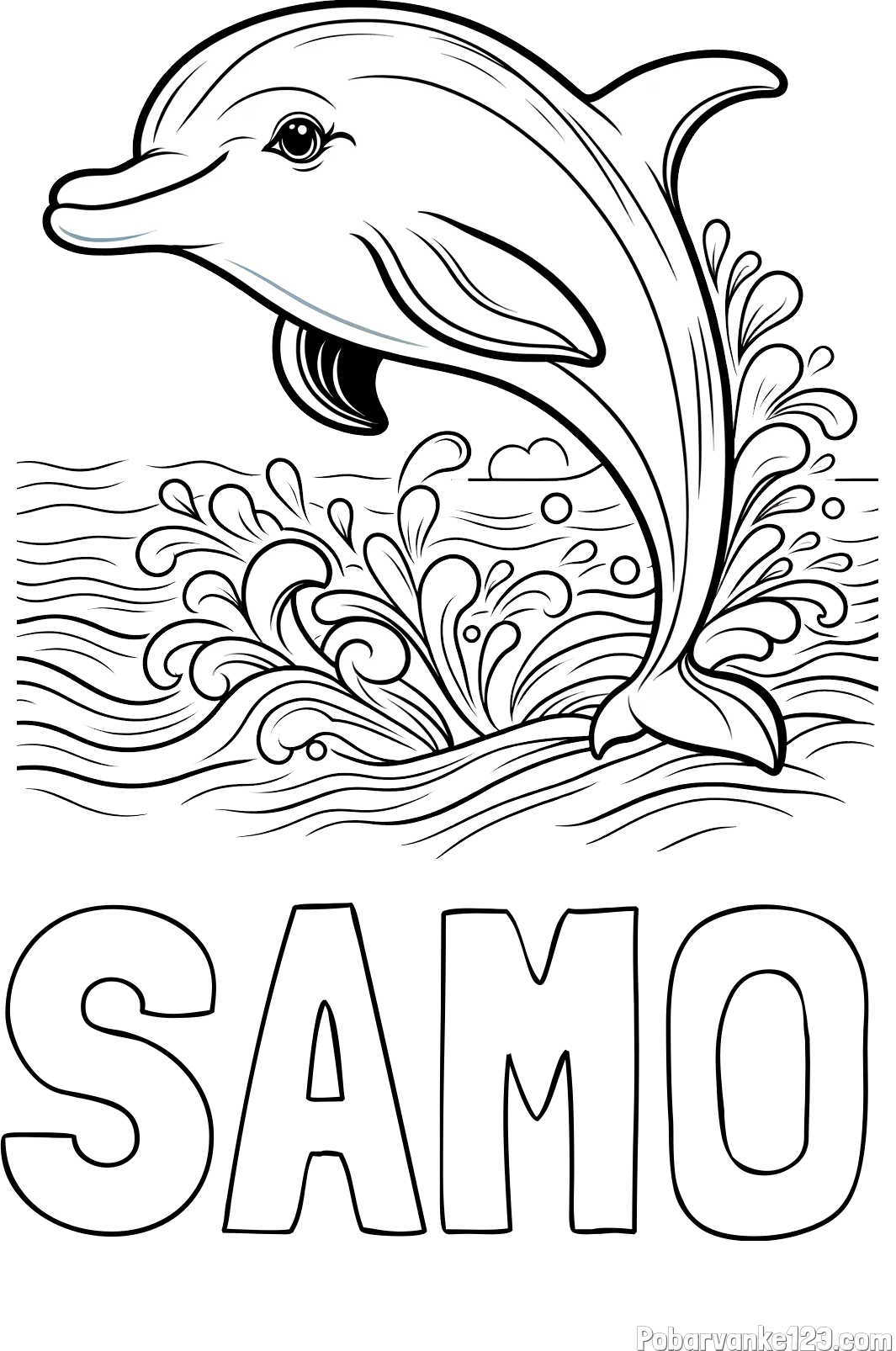 Pobarvanka imena SAMO in pobarvanka ljubkega delfina