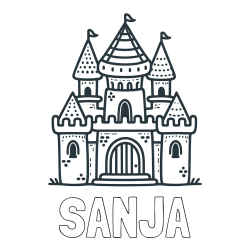 Online izdelana pobarvanka - Pobarvanka imena SANJA in otroška pobarvanka gradu