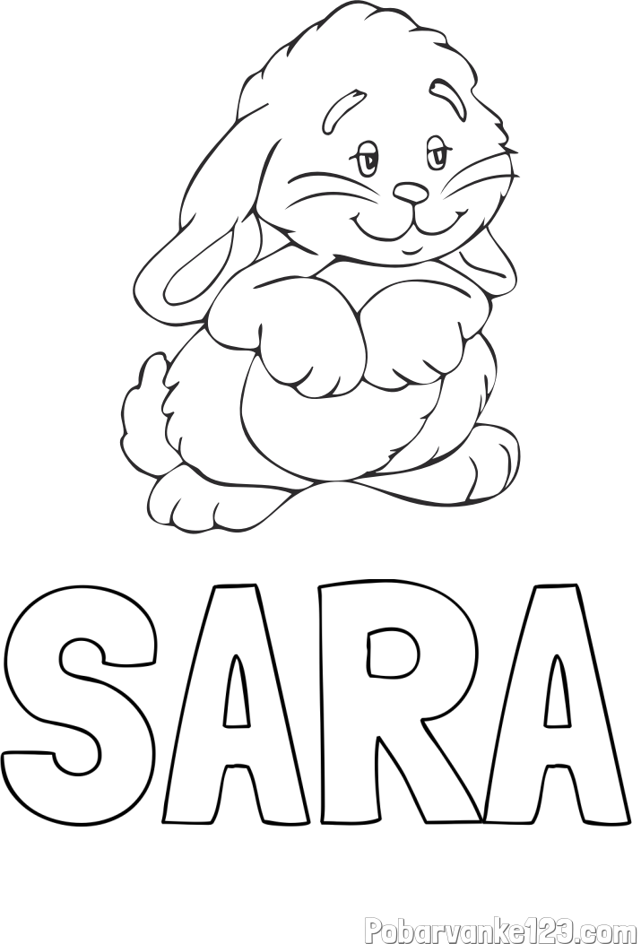 Pobarvanka imena SARA in pobarvanka zajčka