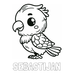 Online izdelana pobarvanka - Pobarvanka imena SEBASTIJAN in pobarvanka ljubkega papagaja