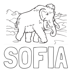 Online izdelana pobarvanka - Pobarvanka imena SOFIA in pobarvanka mamut