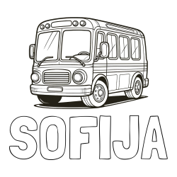 Online izdelana pobarvanka - Pobarvanka imena SOFIJA in pobarvanka avtobusa, ki zavija v desno