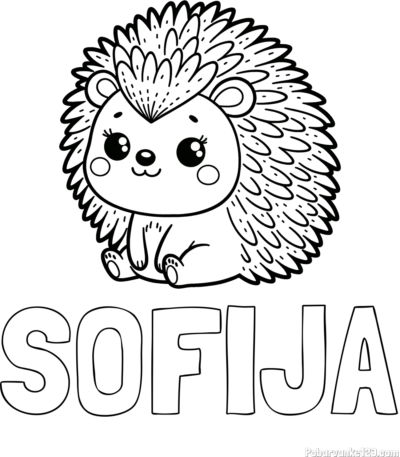 Pobarvanka imena SOFIJA in pobarvanka nasmejanega ježka