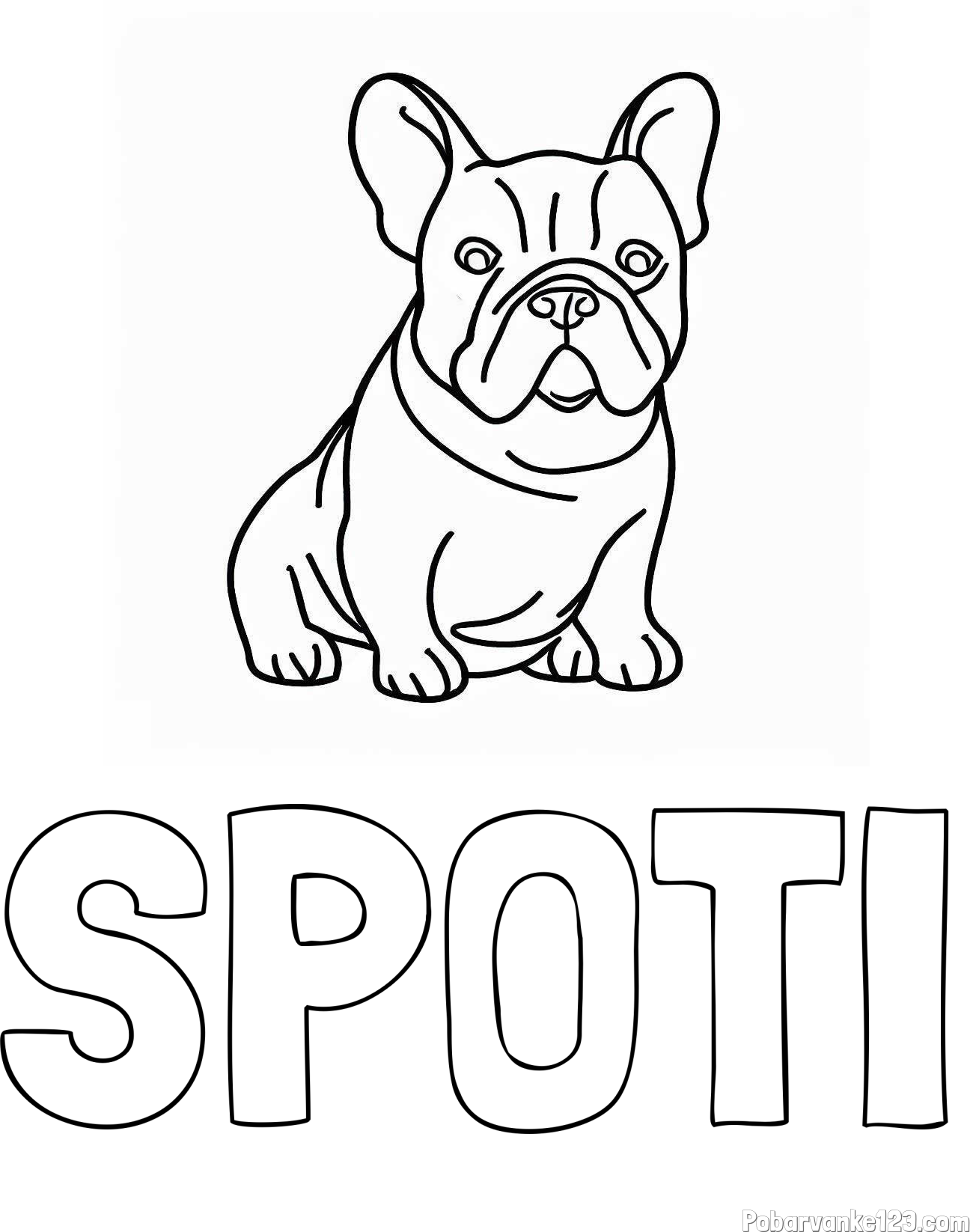 Pobarvanka imena SPOTI in pobarvanka francoskega buldoga