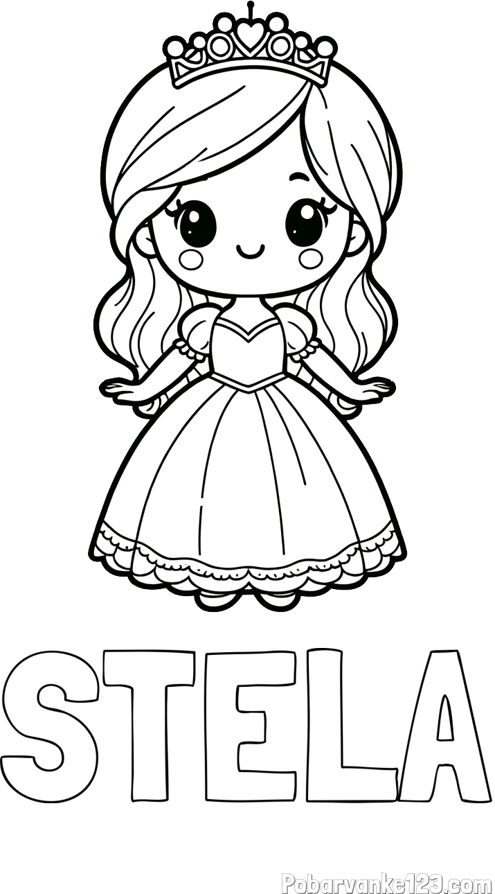 Pobarvanka imena STELA in pobarvanka ljubke princeske
